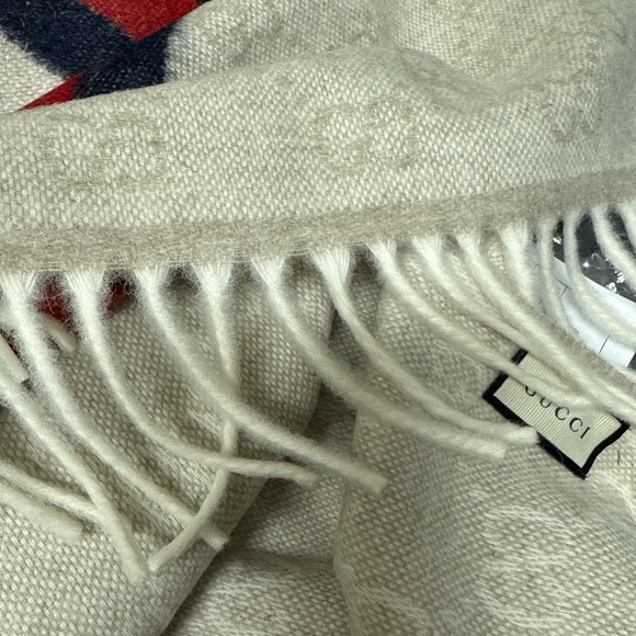 Gucci New Nikky Wool Scarf 37x190 Cm Guccisima GG Logo In Sand Color NWT - Picture 7 of 11